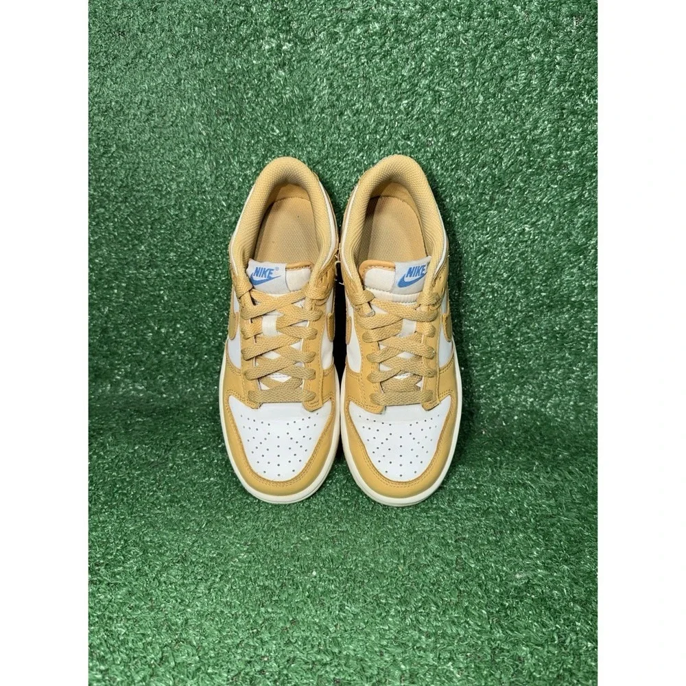 Nike Dunk Low Women Size 5.5 Yellow White Leather Casual Shoes Athletic Sneakers